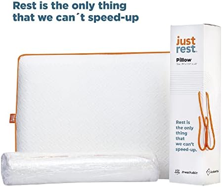 Възглавница за сън JUST REST Memory Foam | 3,9 инча, идеално подходящи за спане на корема или гърба. | Голяма площ за подкрепа
