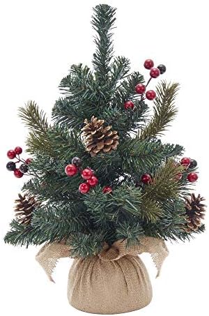 Коледно дърво Kurt S. Adler с 18-Инчови Червени Плодове и Златни борови шишками, Мулти