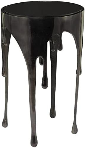 Декоративна масичка Deco 79 от алуминий с Плавящимися Крака и плот от Сенчести стъкло, 16 x 16 x 25, черен