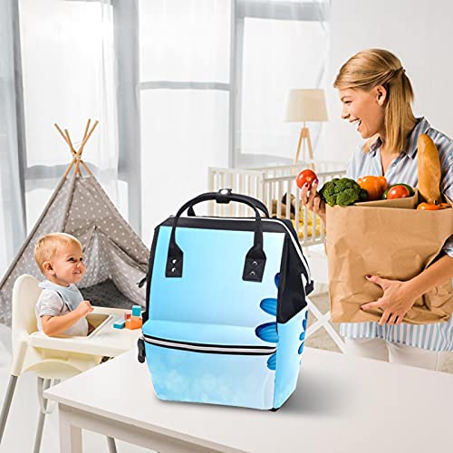 Синьо Цвете Пелена Чанта на Мама Раница с Голям Капацитет Чанта за Памперси Кърмещи Пътна Чанта за Грижа за Детето