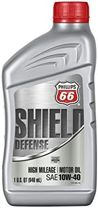 Моторна смес Phillips 66 1076558 (Синтетично масло Shield Defense High Mileage 10W40-1 литър), 32 течни унции, 1 опаковка