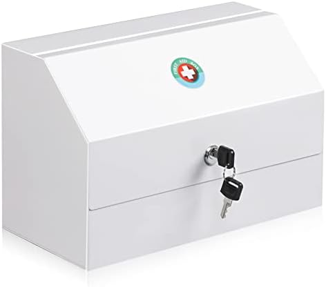 Монтиране на стена KYODOLED Medicine Lock-Box, Шкаф за лекарства с ключ, Рецептата е от неръждаема стомана Голям Капацитет, Аптечка