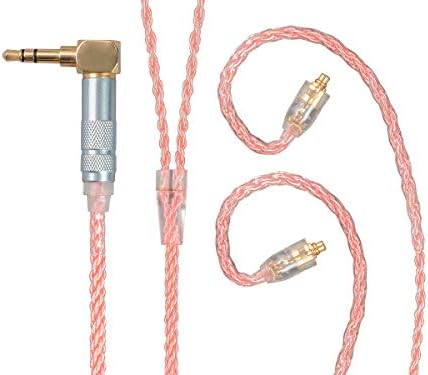 Монолитна кабел за слушалки с съединители MMCX - 5 Метра - Розов цвят с Допълнителен Аудиокабелем в Бескислородной Медна оплетке