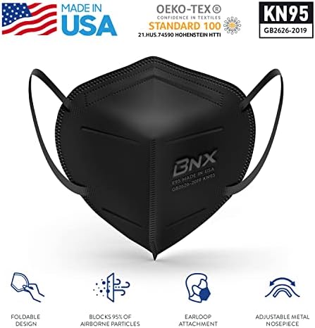 Маски за лице до bnx KN95, направени в САЩ (малки Детски, за възрастни средно за възрастни големи) (ушни втулки) (Модел: E95S /E95M/ E95)