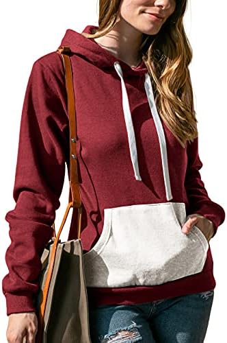WYTong, женски лек пуловер, ежедневна спортна блуза с дълъг ръкав, лоскутная hoody, с капак и джоб, топ