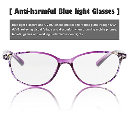 Лечебни Увеличителни Очила за Четене, Блокиране на Синя Светлина, Очила за Старческо, Очила за работа Наблизо, Лилаво 150 градуса