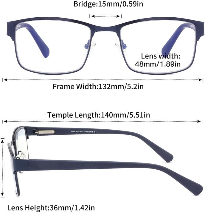 Очила за четене AIKLLY за мъже - 3 Опаковки на Мъжките метални Ридеров, Заключващи Синя светлина
