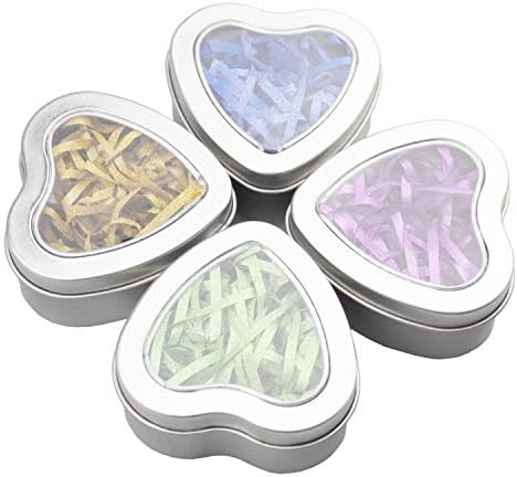 8 опаковки по 6,5 унции, сребърни и метални кутии във формата на сърце с прозрачен прозорец за производство на свещи, бонбони, подаръци