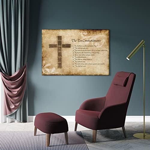 Плакат с участието на 10-те божи Заповеди, на Кръста, на християнските религиозни Изказвания, Плакат в стаята, Естетически,