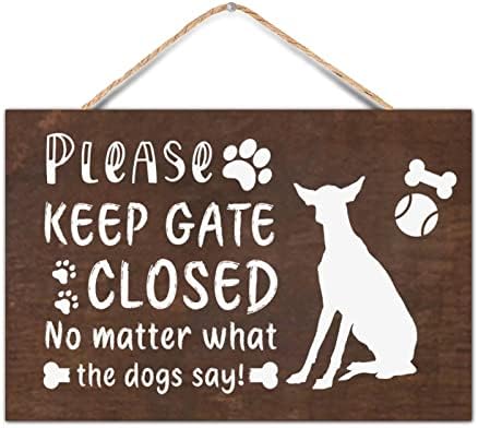 Моля, Дръжте Портите Затворени, Независимо От Това Какво Казват на Куче Дървена Табела Стенен Декор Забавен Силует на Кучето Изкуство