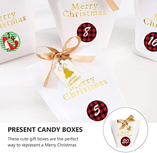 Hemoton 24 Комплект Чанта / за Бонбони весела Коледа Подаръци Кутии с Обратното Броене на Времето, Декоративни Пакети за Предложения,