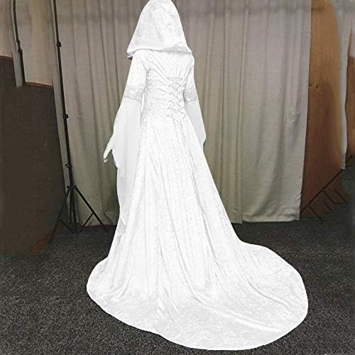 Средновековна рокля ZEFOTIM, женски винтажное рокля-наметало на вещица с качулка, средновековна сватбена рокля с ръкави-тръби, рокля