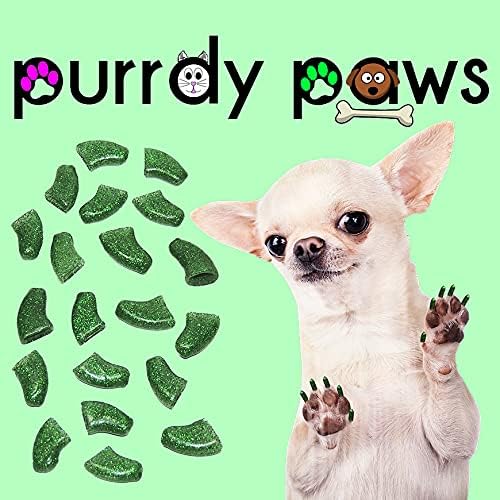 Purrdy Paws 40 Опаковки Меки Капсули за нокти за Кучешки Нокти Зелен Блясък Голям