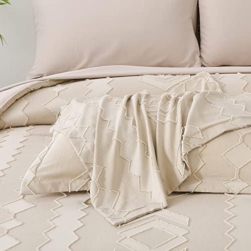Комплект одеяла WURUIBO с дрямка размер King Size, Бежовата легло в леглото от 7 теми, Жаккардовое одеало и чаршаф в стил Бохо