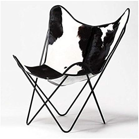 Оригинално стол BKF. ръчна изработка. Стол-пеперуда от телешка кожа от Аржентина. Хромирана рамка (черно-бяло)