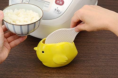 瀬戸陶芸社 Титуляр за ориз в гърне с пиле, 8 х 14,3 х 11,3 см, жълт