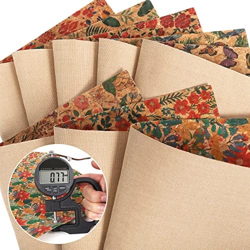 Листове от Корк тъкани и изкуствена кожа: ZAIONE 8 бр., Corkboard плат с флорални принтом, Ретро Листове от Изкуствена кожа 8 x 12