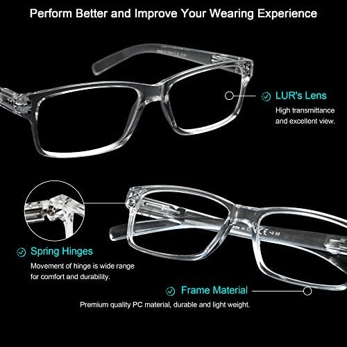 LUR 6 опаковки, прозрачни очила за четене + 3 опаковки на метални очила за четене (само за 9 двойки ридеров + 0,75)