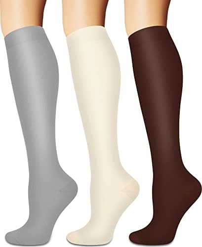 Компресия чорапи за жени и мъже Circulation (3 чифта) - Най-чорапогащи за медицина, медицински сестри, движение, пътуване