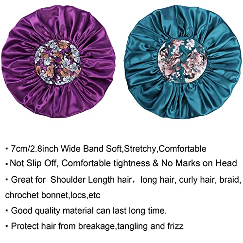 Коприна Сатен Шапка за коса: 2 елемента с Диаметър 17 инча, Много Големи Сатенени Капачка за сън Jumbo с удобна цветна Панделка - Сатен,