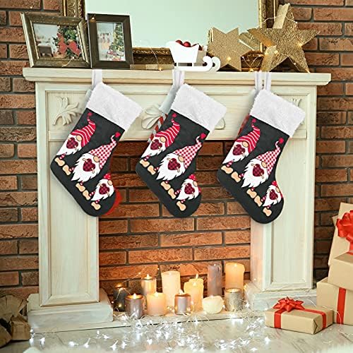 Коледни Чорапи ALAZA, Три Елф в Свети Валентин със Сърце, Класически Персонализирани Големи Чулочные Украса за Семейни Тържества,