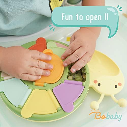 BoBaby – Snail Snacker – Силиконова кутия за закуски, за малки деца и бебета | 8 секции и капаци | От хранителни материали |