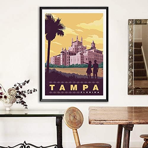 xtvin САЩ Флорида, Тампа Америка Ретро Пътен Плакат Художествена Печат на Платно Картина за Декорация на Дома, Подарък (12x18 инча)