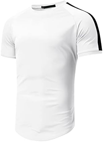 XXBR Мъжки тениски с къс ръкав, Летни тениски с цветен блок, лоскутные Тениски ивица на раменете, плътно Прилепнали спортни Тениски