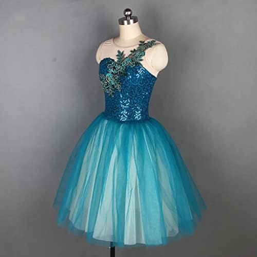 CCBUY Балетен танцов костюм за възрастни, в Балетната поличка на Романтична дължина, Ламинирано рокля-пакет от мек тюл с пайети