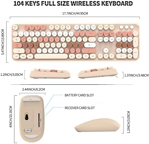 Комбинирана безжична клавиатура и мишка SADES V2020, Цветна безжична клавиатура с кръгли капачки за ключове, свързване без изключване на