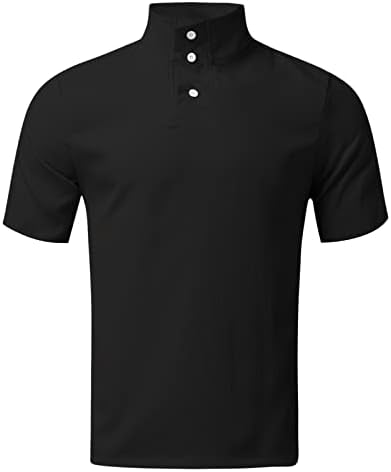 2023 Нова Мъжки Пролет-Есен Однотонная Блуза копчета с кръгло деколте и къс ръкав, Отгоре, Долната Риза, Къс Мъжки