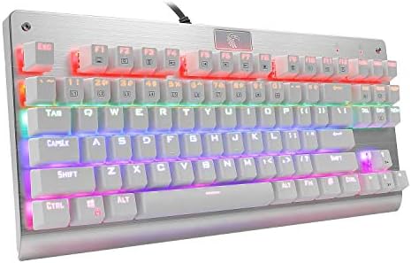 Ръчна Детска клавиатура HUO ДЖИ Z-77, Многоцветен led светлини с червени стрелки, 87 клавиши без ключ, защита от ghosting за PC, Mac,
