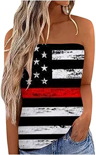 Камизола Жена Без Ръкави, Без Презрамки, Флаг на САЩ, на Слънчогледа, едно Цвете, За Почивка, За Бретелях, Върхове Ивица, Бюстиета За