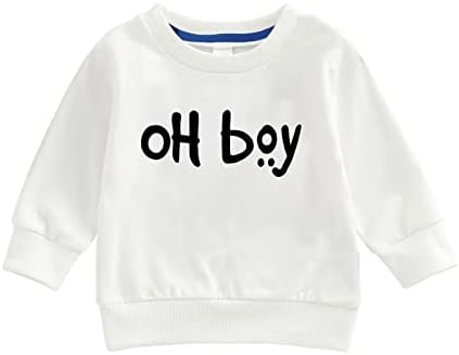 Тениски За малки деца, за по-малките момчета и момичета, Блузи с дълъг ръкав и надписи, Hoody, Риза за умъртвяване (0302C-Бяло, 3-4 г.)
