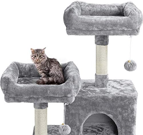 Yaheetech 59 инча Мулти-Апартамент-Кула за котки на едно Дърво с Когтеточками, Поставка за Котки, Мебели за Дома, Детска Кула