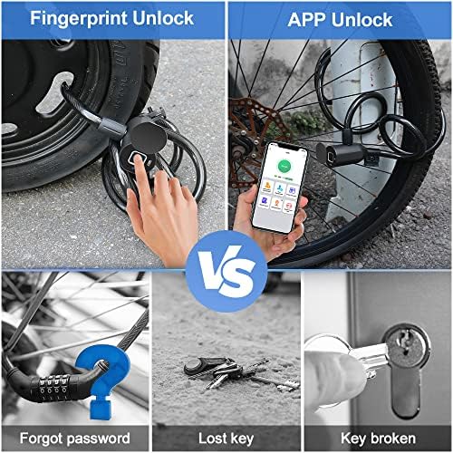 Кабелен Заключване eLinkSmart Заключване за кабинет, Велосипеди Заключване, Отпечатък от пръст / Приложение за телефон, Водоустойчив