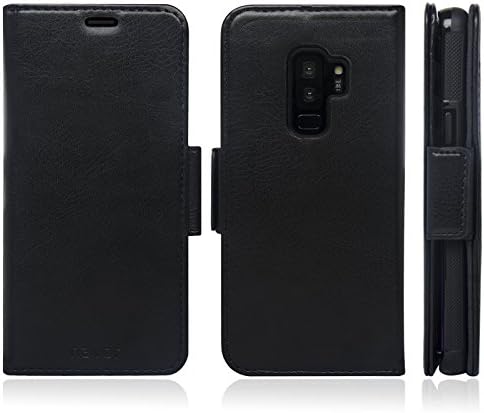 Подвижна Магнитна чанта-портфейл Navor със защитата на RFID, Съвместим с Samsung Galaxy S9 Plus [Серия Vajio] - Черен