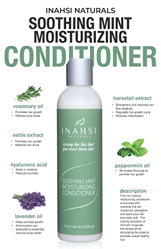 Колекция шампоани и балсами INAHSI | Нежен Почистващ и Успокояващ шампоан Мента климатик | продукти за коса за къдрава от природата на косата