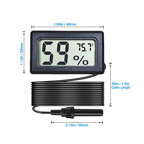 Veanic 2 опаковки Мини Цифров Термометър с Влагомер Сензора LCD Дисплей за Температурата по Фаренхайт Влага за Инкубатор, Терариум за Влечуги,