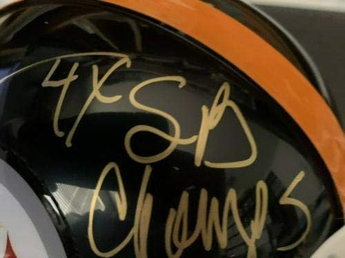 Мини-Каска Лари Браун Питсбърг Стийлърс 4 X Sb Champs с Автограф Ридделла - Мини-Каски NFL с автограф