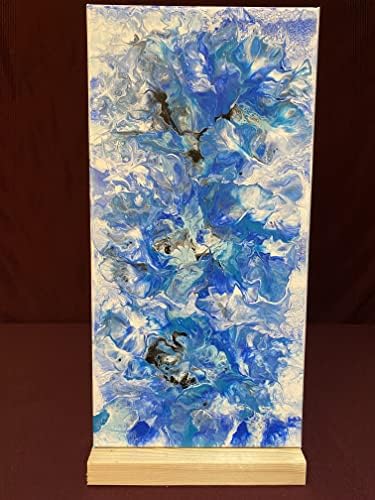Оригинално произведение, Акрил Течна Боя Върху Платно - 12 x 24 - Blue Blooms