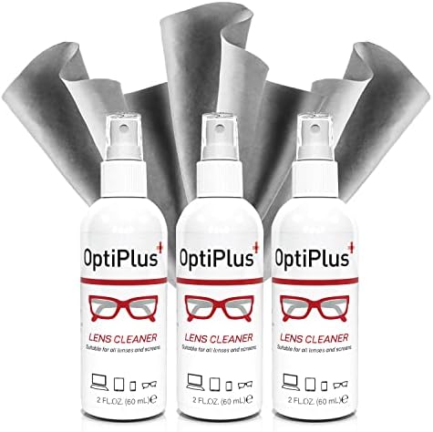Комплект за почистване на лещи OptiPlus | Спрей е Подходящ за почистване на очила, очила за четене, слънчеви очила, защитни