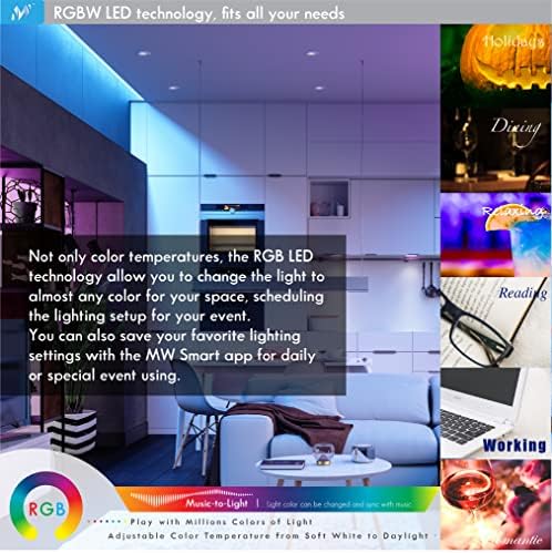 6-инчов цветен умен лампа RGBW с преграда, 1000 Лумена, мощност на лампи с нажежаема жичка 80 W, достъп до Wi-Fi интернет,