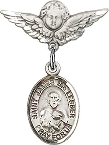 Иконата на детето Jewels Мания за талисман сейнт Джеймс, по-Малък и икона на Ангел с крила | Иконата за дете от Сребро с амулет сейнт Джеймс,