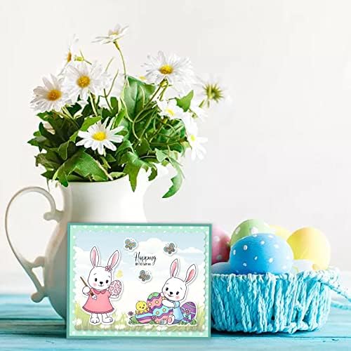 Тема GLOBLAND Happy Easter Rabbit Прозрачни Щанци и Щанцоване на Великден Бъни кокоши Яйца Силиконови Печати и метални Режещи глави за