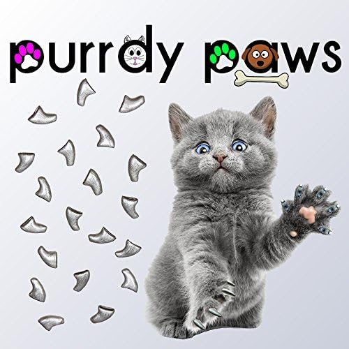 Purrdy Paws 100 Опаковки Меки Капсули за нокти за Котешки Нокти Сребърен Металик Коте