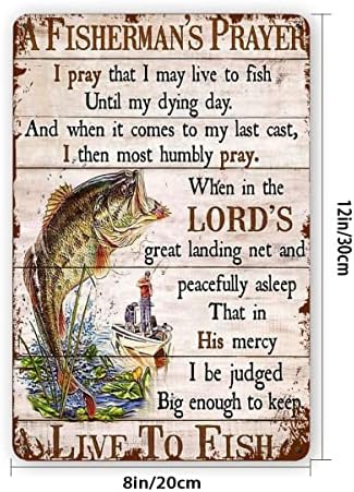 Tinsigngift Риболовен Декор Молитва на Рибарите Живей така, за да ловят риба Реколта Метална Табела за Домашна бар Кофейщик пещера Кухня