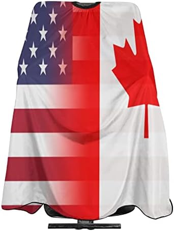 Американски Престилка за Прически с Флага на Канада, Салонная Наметало За Подстригване 55x66 Инча, Водоустойчив Регулируема