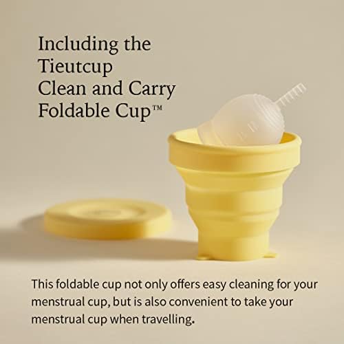Менструална чаша Tiutcup - малък Размер (1,08 течни унции | 32 мл) + Сгъваема чаша за стерилизация - е Регистрирана от FDA -
