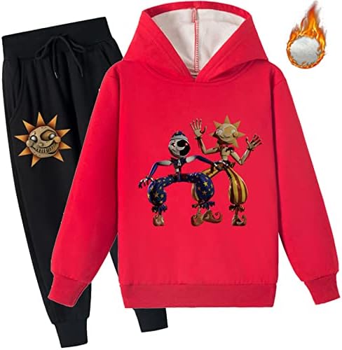 Спортен костюм Jotolan/Детски Пуловер Унисекс Капка от слънцето и Луната капка -Руното hoody с дълъг ръкав и панталони за